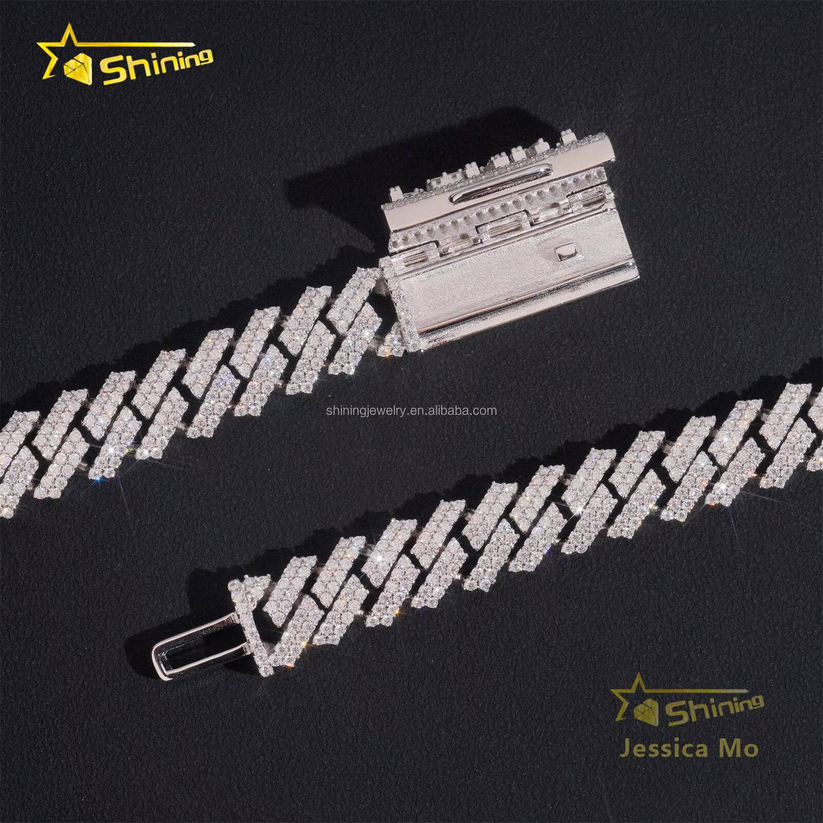 Personalized Custom Name Lock GRA Certificate 12mm Two Rows Iced Out Moissanite S925 Sterling Silver Hip Hop Miami Cuban Chain