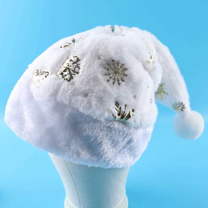 White Christmas Hat Gold Silver Sequins Snowflake Embroidered Santa Hats Caps For Xmas Home Party Decoration SuppliesW251027