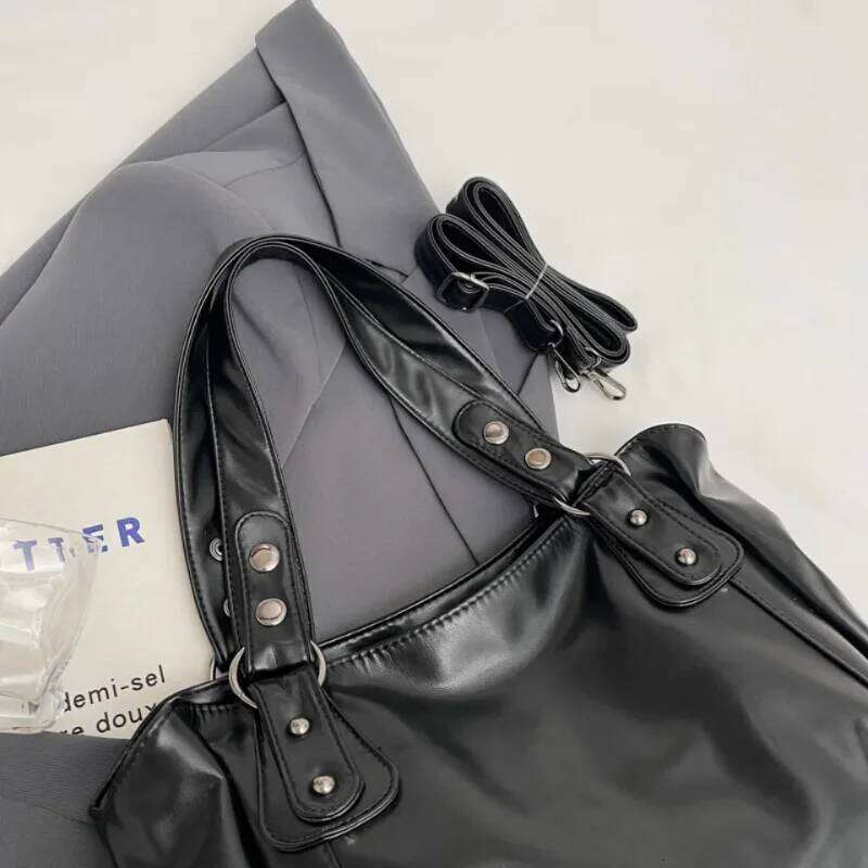 Retro Brand Roomy Shoulder Female Solid Color Classic Crossbody Large Capacity Style Soft PU Leather Tote Bag