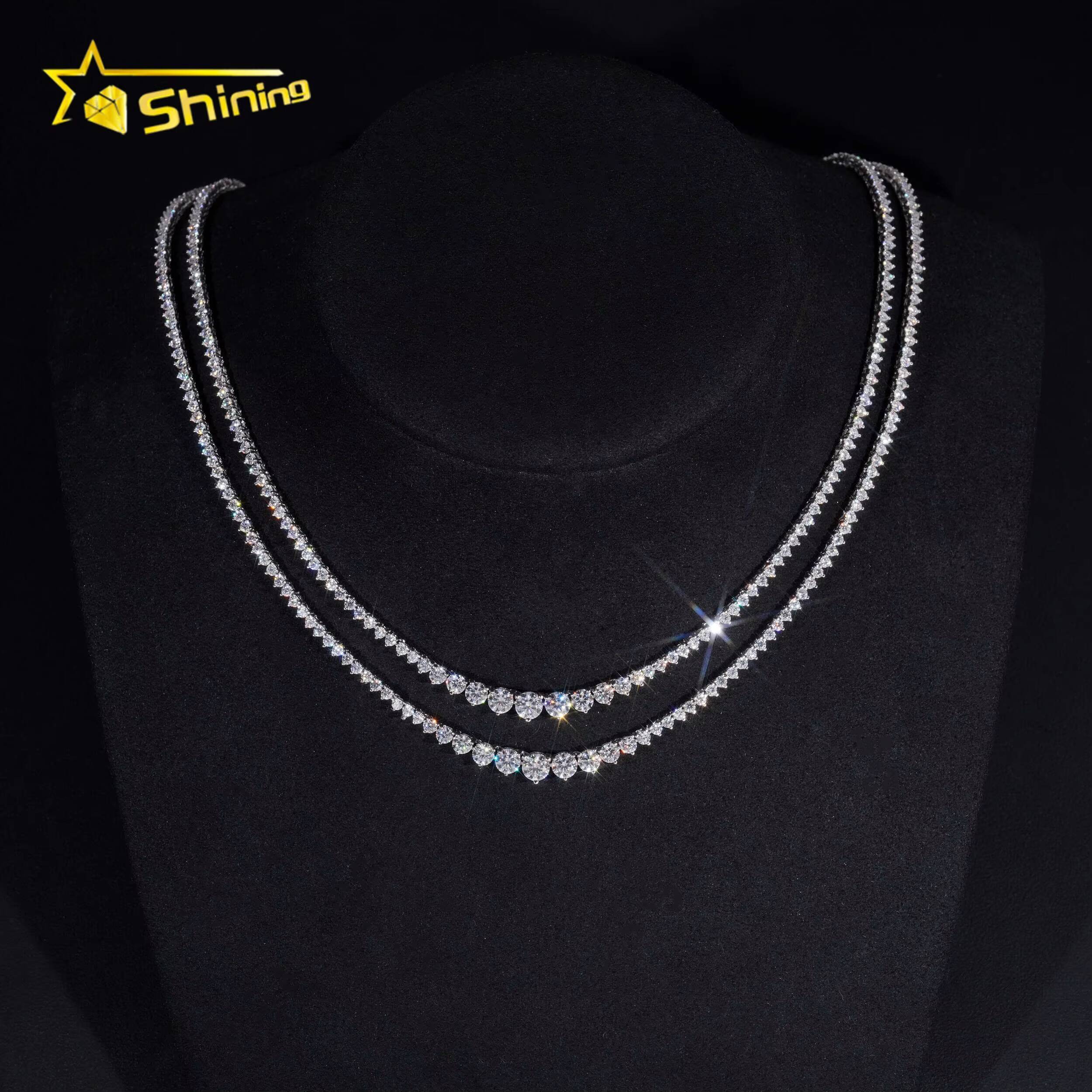 Wholesale Price Necklace Silver 925 Vvs Moissanite Diamond Hip Hop Iced Out Jewelry Lab Diamond Tennis Chain