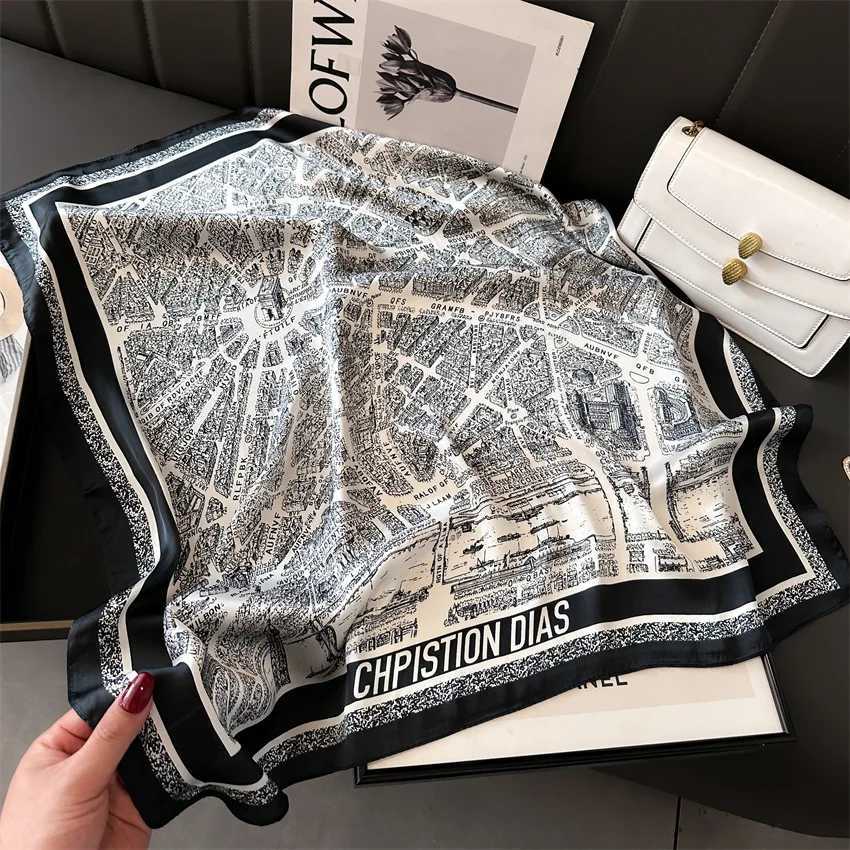 Luxury Brand Shawl Square Scarf for Wen Satin Hijab Fashion Wraps Neckerchi Fa Hair Bands Ribbon band BandanaW251027