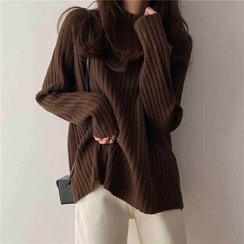 2025 Multicolor Turtleneck Knitted Sweater Women New Long Sleeved Loose Pullover Sweaters Autumn Winter FashionT251027