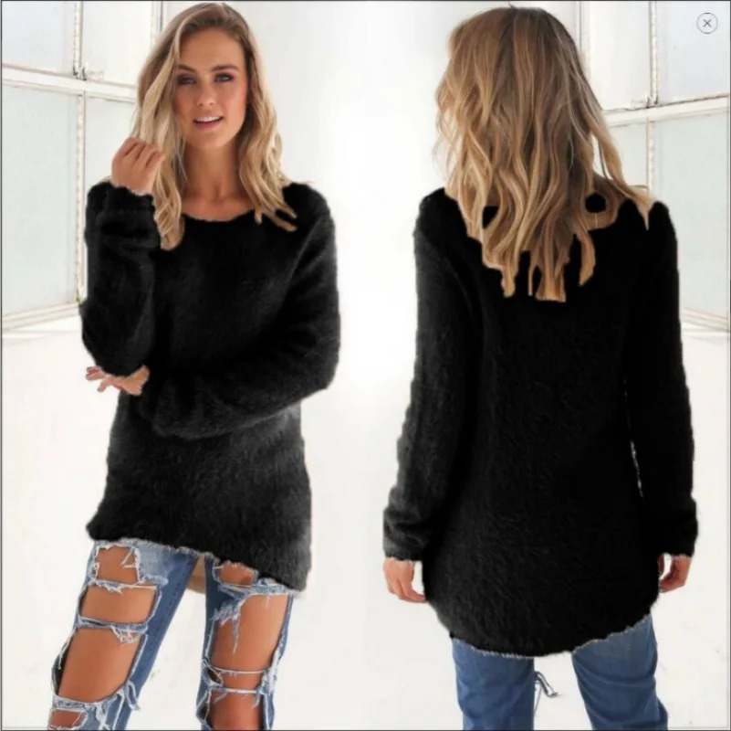 2025 Loose Autumn Warm Sweater Fashion Women ONeck Knitted Long Sleeve Pullovers Casual Office Lady Commute Solid Clothing 251027