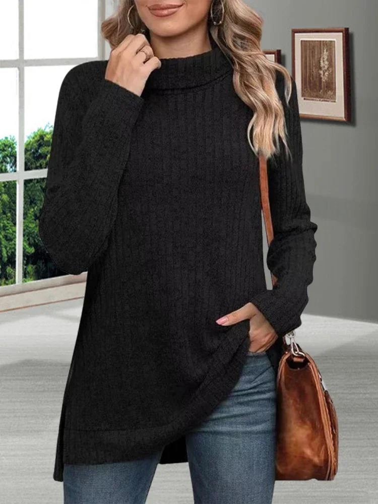 Autumn Warm Thick Cold Resistant Women Sweaters Loose Knitted Turtleneck Ladies Pullovers Striped Soft Long Sleeved Jumpers 251027