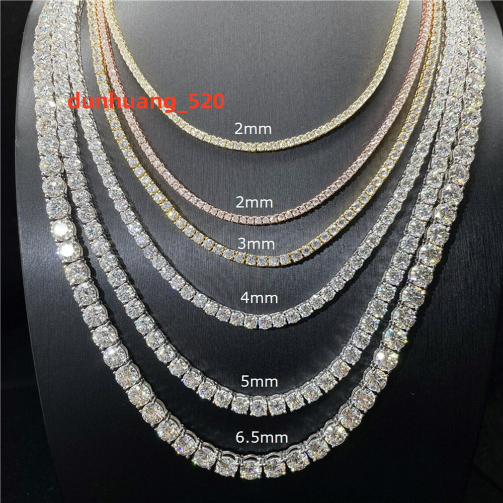 Hiphop Jewelry Iced Out 925 Sterling Silver 2mm 3mm 4mm 5mm 65mm Moissanite Tennis Chain