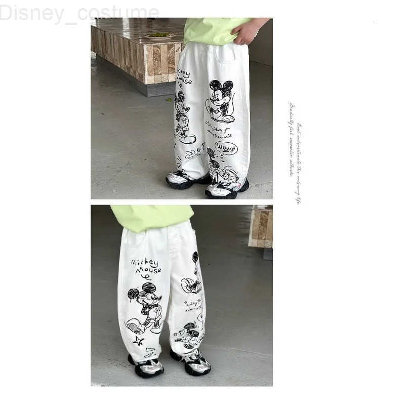 Disney Mickey Kids New Cute Fun Creative Cartoon Graffiti Pattern Fashion Personality Loose and Comfortable MidRise Pants H251027