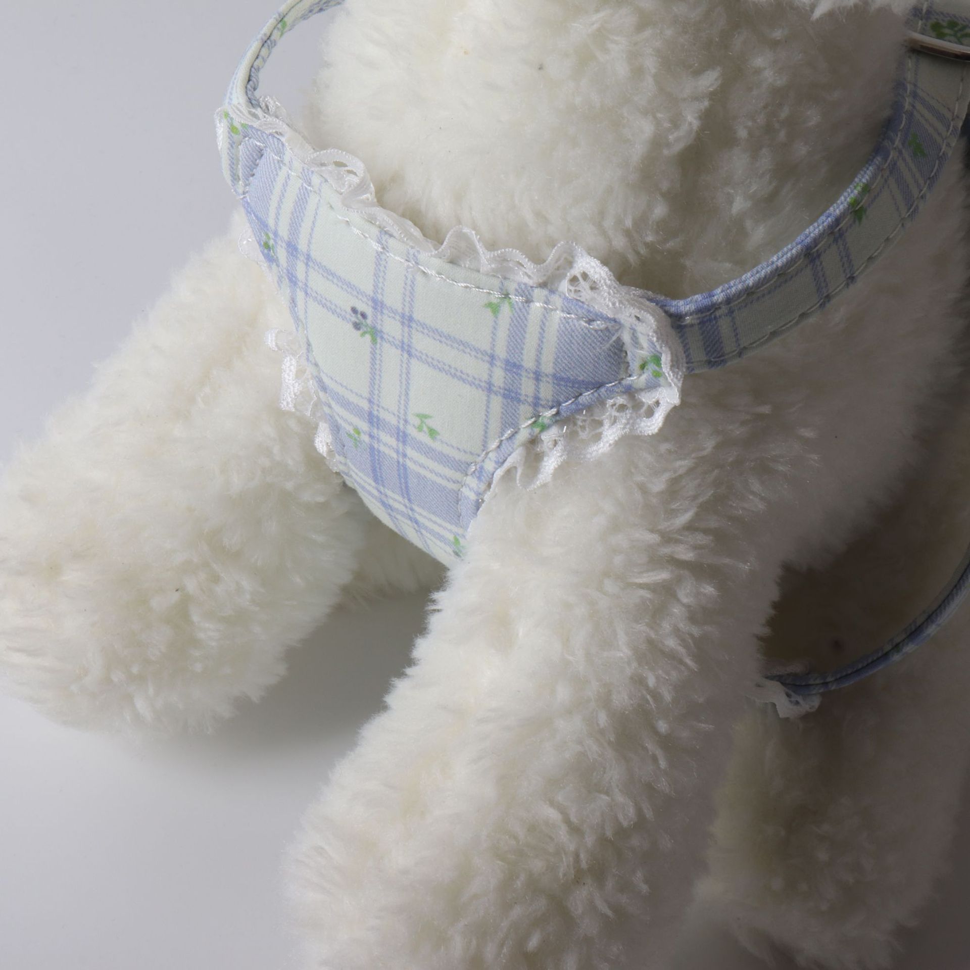 Vintage Plaid Lace Dog Harness and Leash Set, Adjustable Elegant Pet Vest Harness ,Breathable Outdoor Walking Pet Supplies for Small Medium Dogs B156