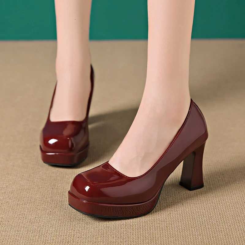 Women Pumps Fi Classic Patent Leather High Heels Shoes Round Toe Paltform Wedding Dress Shoes Plus Size 3544 Heels WomenXJ251027