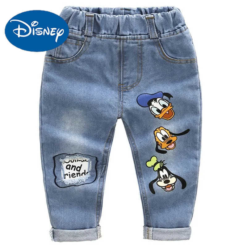 Disney New Spring and Autumn Childrens Boy Jeans Elastic Waist Donald Duck GOOFY Dog Denim Pants Cowboy Casual Trouser Q100 H251027