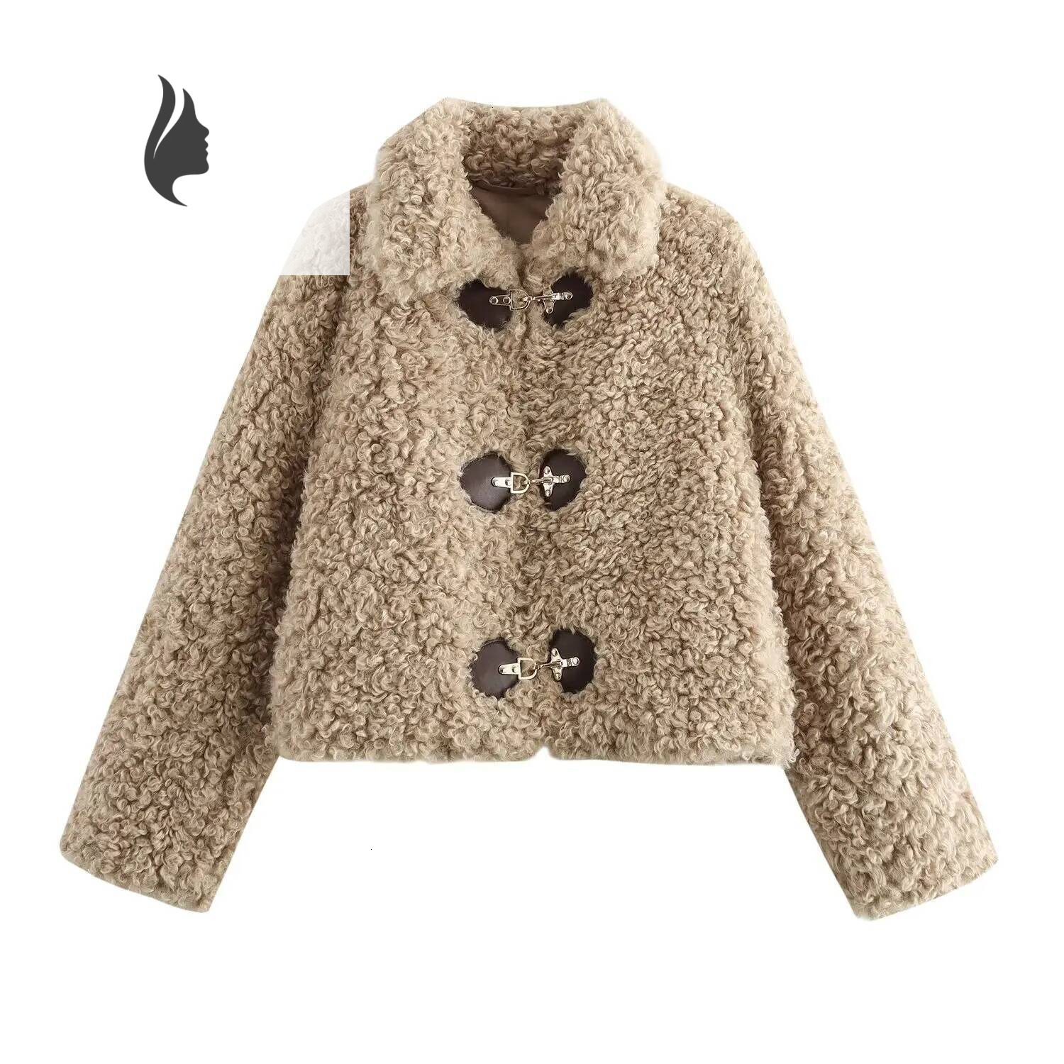 winter jacket women Women's Jacket Flip Collar Long Sleeve Versatile Rope Buckle Solid Color Winter New Style Coat