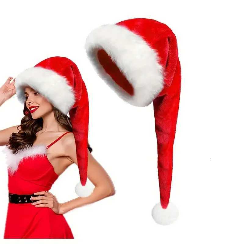 Christmas Red Plush Hat Santa Novelty Hat Adult Kids Christmas Decorations For New Year Home Santa Claus Gift Party SuppliesW251027