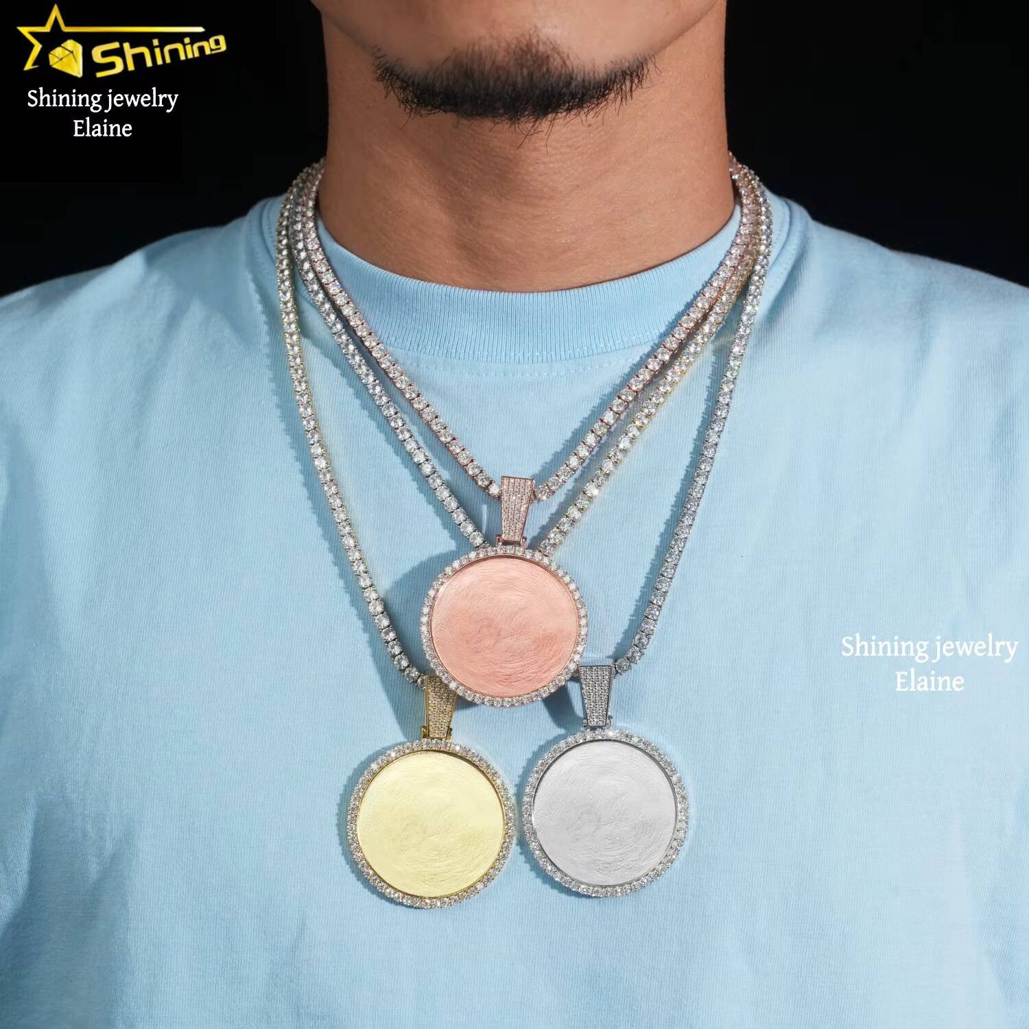 Fashion Hip Hop Jewelry Fine Jewelry Sterling Silver 925 Iced Out Rapper Custom VVS Moissanite Diamond Pendant