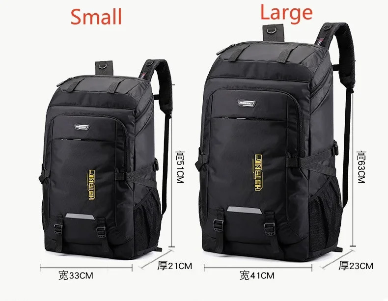 60L 80L Hiking Camping Backpack Nylon Waterproof Large Capacity Luggage Rucksack Men Women Outdoor Climbing Travel Sports Bag 251021