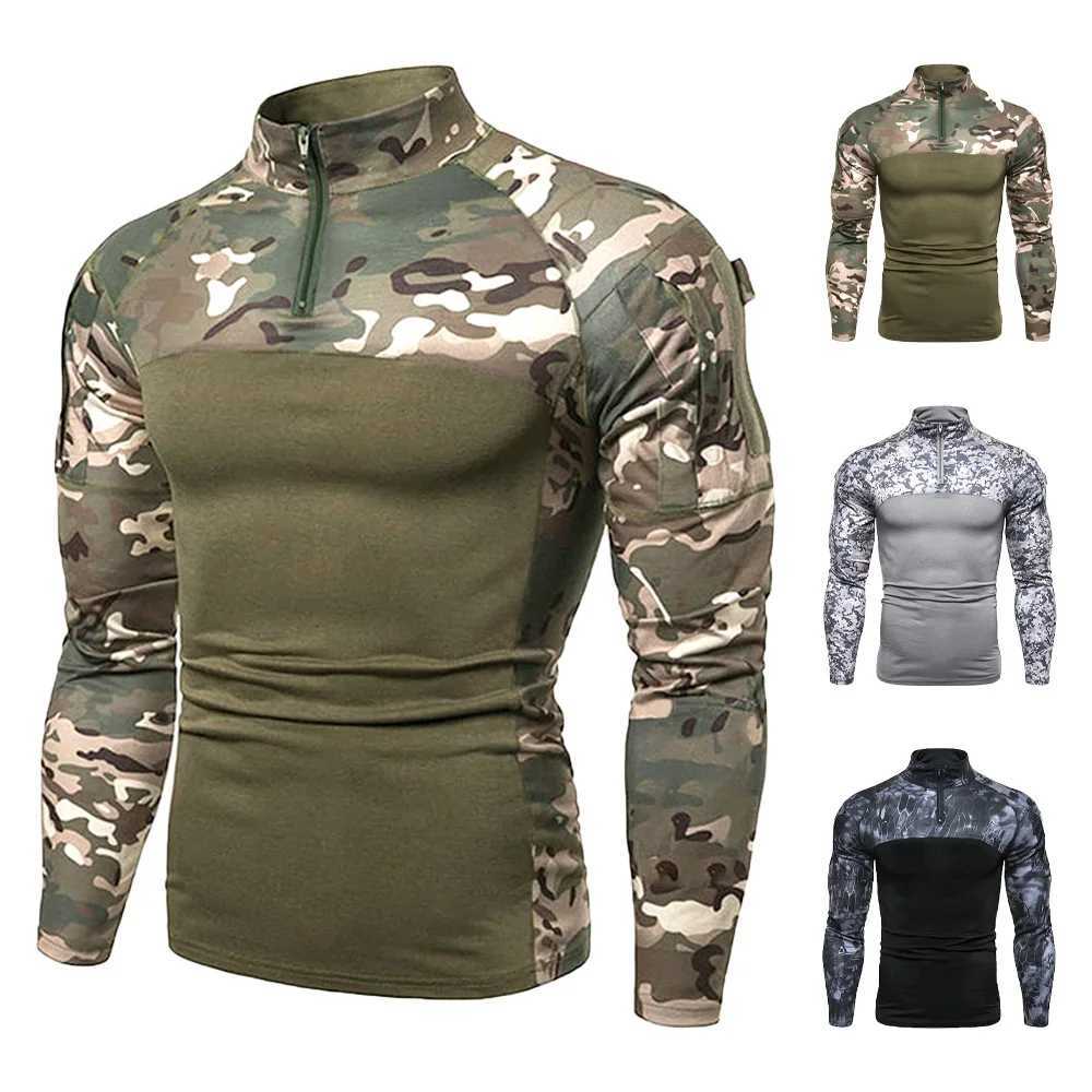 Mens Tactical Sweatshirt Outdoor Hoodies Men Spring Fall Long Sleeve Pullovers Lightweight Stand Collar Slim Fit Sweatshirts W251027