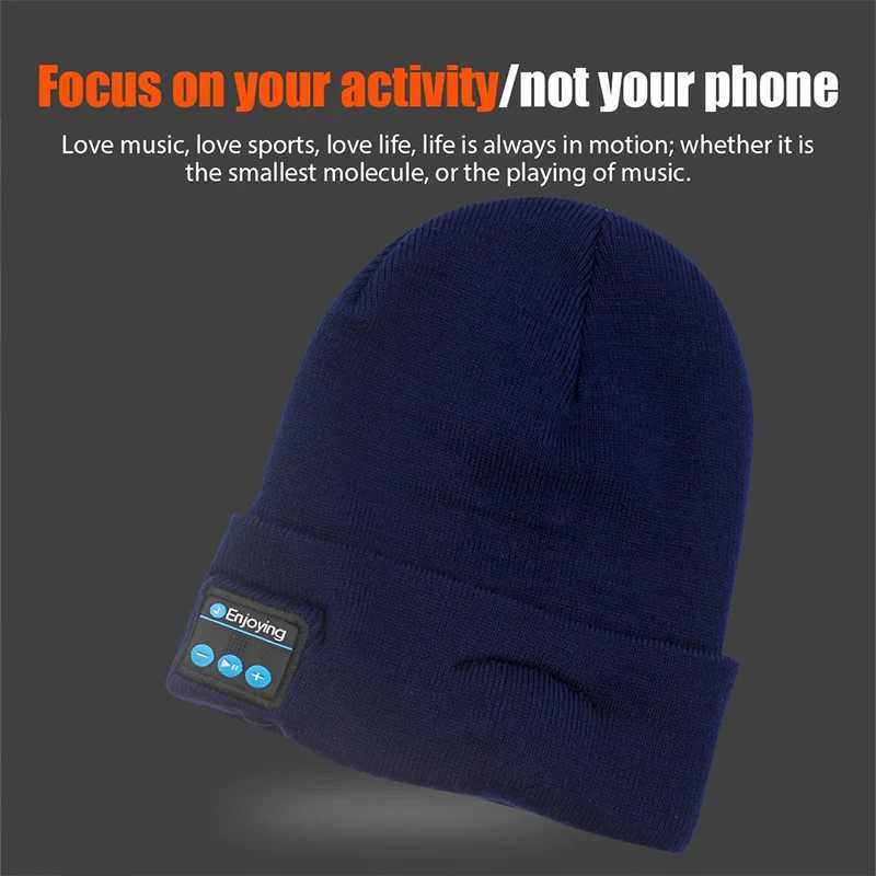 Fone Bluetooth Headphones Winter Warm Beanie Knit Hat Music Wireless Bluetooth Headset Sports Cap Wireless Earphones HatsW251027
