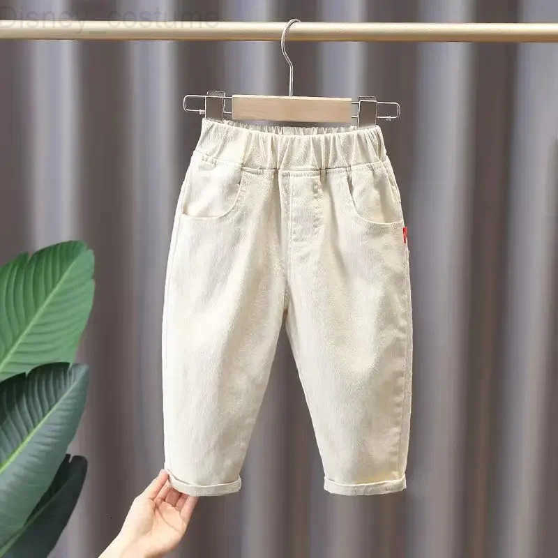 Disney Spring Autumn Kids Cartoon Mickey Mouse Jeans Baby Boys Girls Pocket Print Straight Denim Pants Children Fashion Casual Trousers H251027