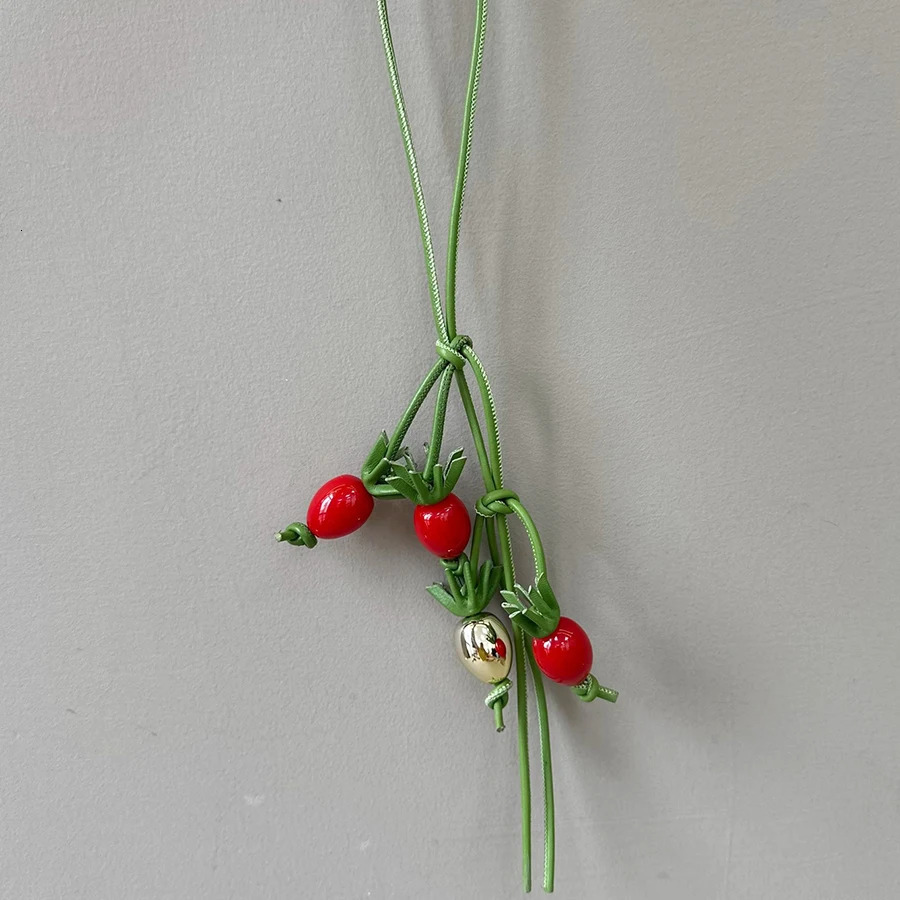 Tomato Leather Bag Charm Purple Flower Keychain Bag Pendant Decoration High Girl Gift Bag Accessories 251027