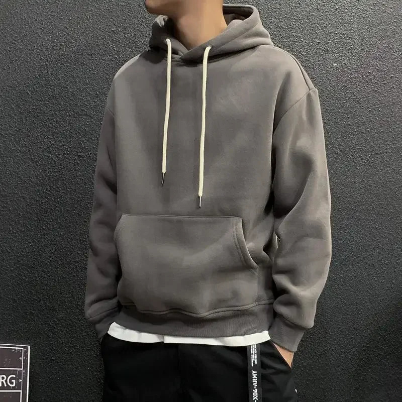 Sweatshirts For Man Fleeced Green Mens Clothing Hooded Hoodies Solid Simple Elegant Offers Sweat Shirt Welcome Deal 251024