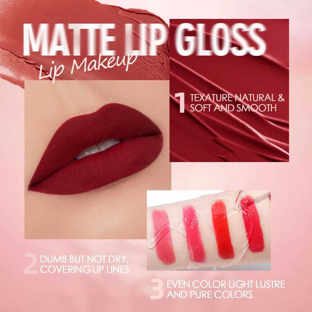 QIBEST Sexy Velvet Matte Lip Gloss Liquid Lipstick Lipgloss Beauty Red Nude Waterproof Longlasting Lip Stain Makeup For Women W251027