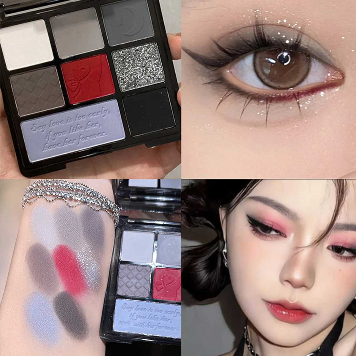 9 Colour Matte Waterproof Eyeshadow Palette Blue Purple Eye Shadow Pigment Smoky Punk Eyeshadow Summer Swimming CosmeticsXJ251027