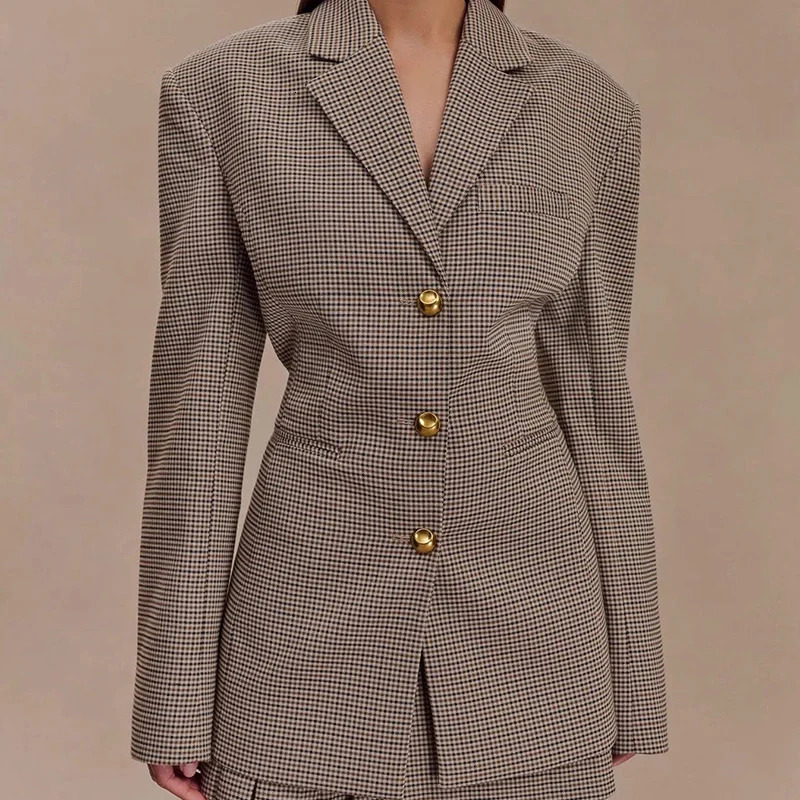 Ele Slim Fit Plaid Texture Suit Jaet for Women Spring Arrival Z Ladies Premium Quali Outerwear 251027