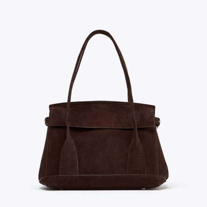 SUEDE SHOULDER CITY BAG FOR Women, Fashionable Handbag With Double Top Handles, Design New Totes For Ladies