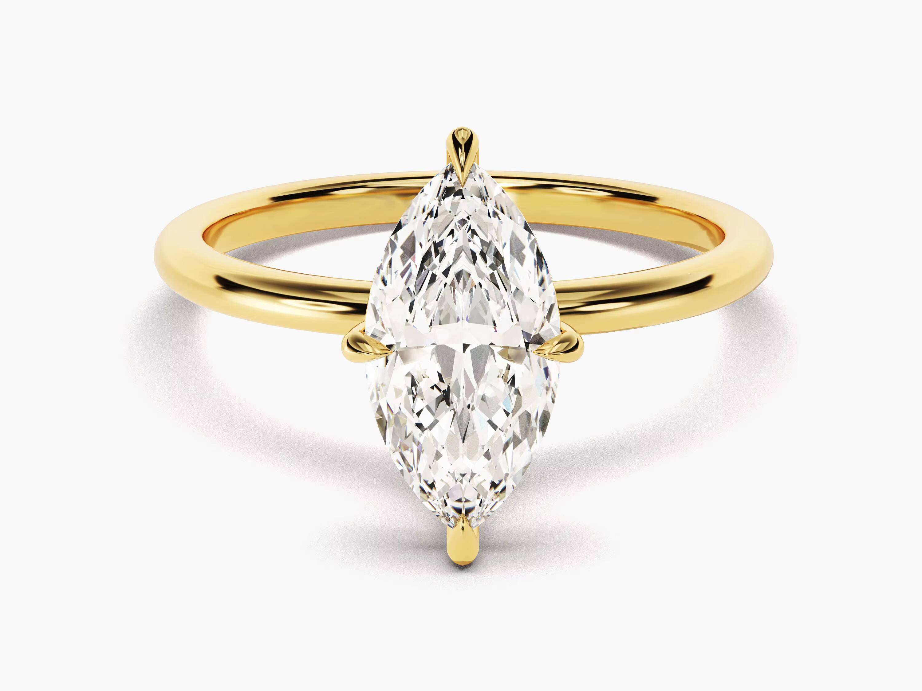15 CT Marquise Cut Diamond Engagement Ring 14k 18k Gold Dainty Engagement Ring 4 Prong Solitaire DiamondRing
