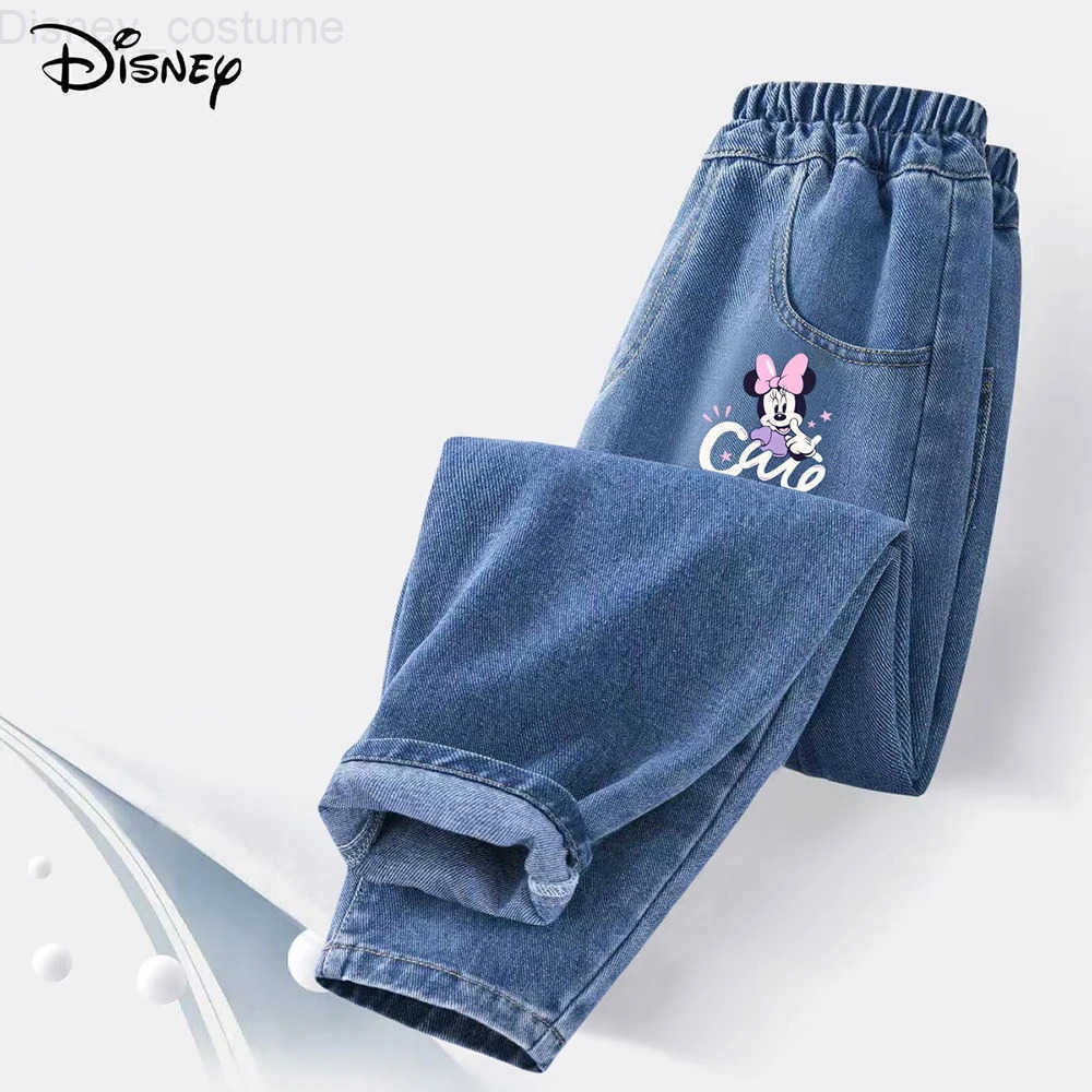Disney Cartoon Print Kids Jeans Boys Spring Autumn Versatile Pants Girls Thin Elastic Waist Long Trousers Childrens Denim Pants H251027
