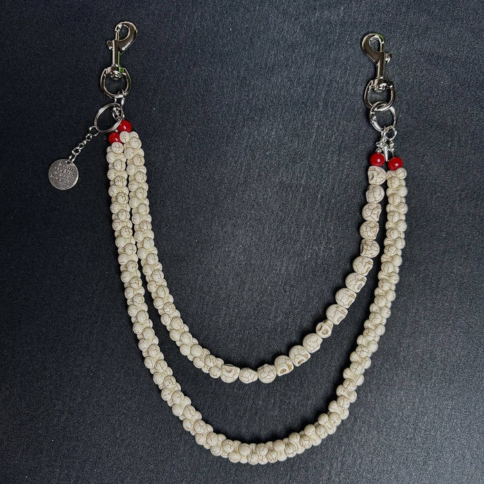 punk style white bone denim pants chain with multiple ways to wear skull and white bone fashionable wallet chain 251024