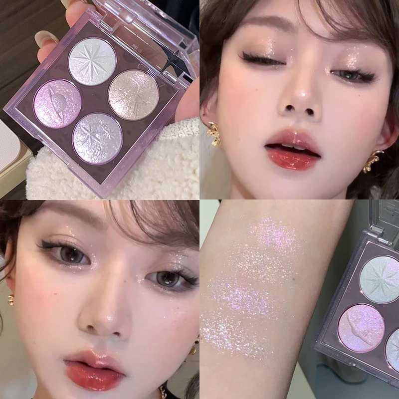 4Color Sparkling Diamond Glitter Eyeshadow Palette Pink Purple Pearlescent Shimmer Eye Shadow Powder Korean Cosmetic Eyes MakeupXJ251027
