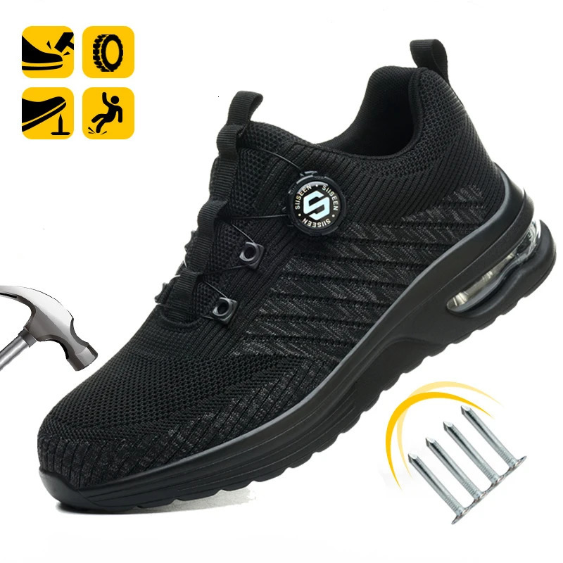 Mens Rotary Buckle Safety Shoes AntiImpact AntiPiercing Lightweight Work Boots Fashion Sporty for Outdoor Pro 251023