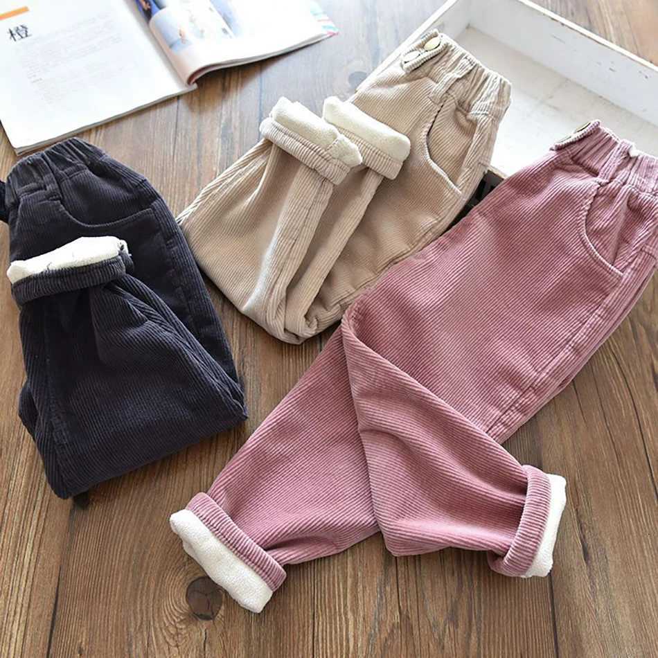 Stylish and Warmth Girls Fleece Lined Corduroy Pants with Fleece Ideal for Autumn and Winter Cold Season and Everyday Daily WearT251027