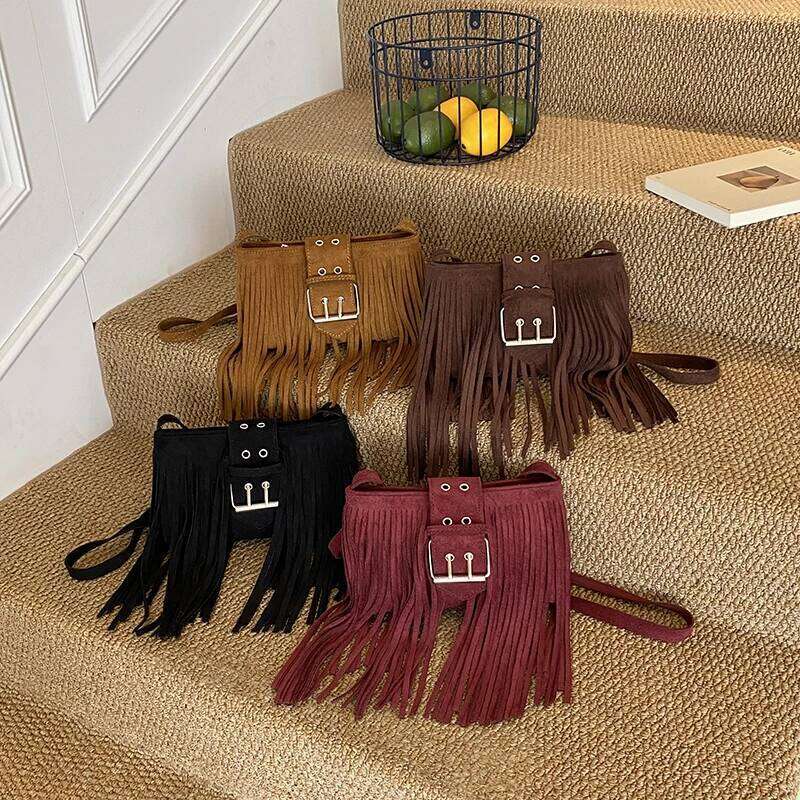 Designer Luxury Long Tassel Womes Designer Bag Suede Small Pocket Classic Retro Shoulder Crossbody Purse For Girls Torebki