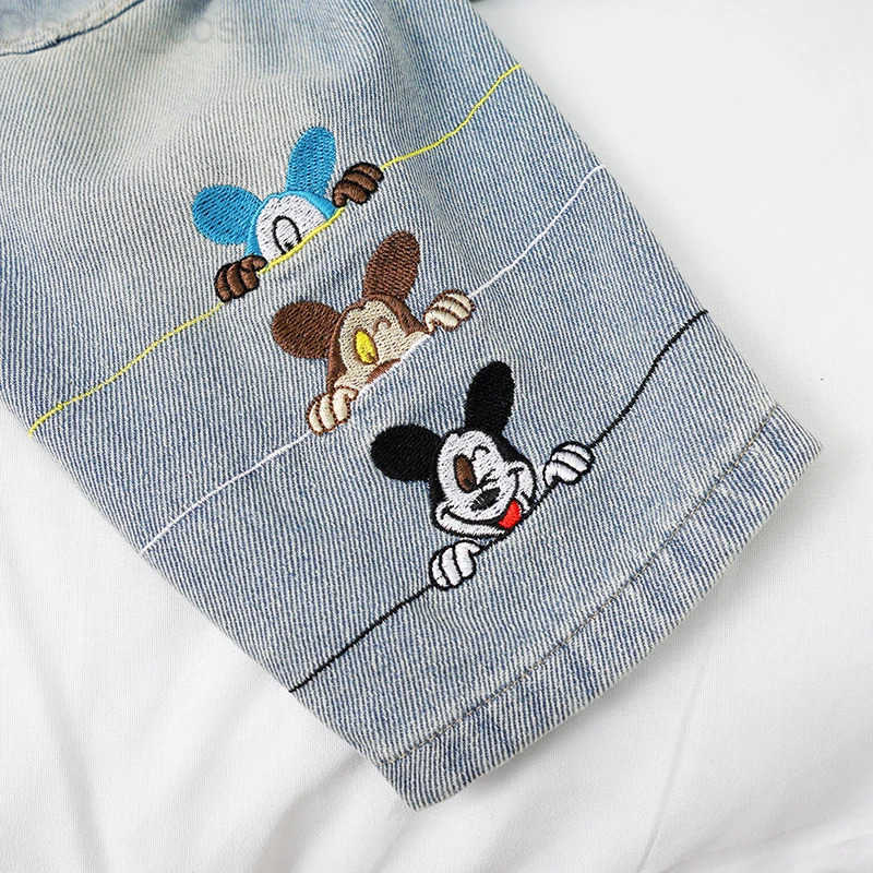 Disney Cartoon Mickey Embroidery Boys Jeans Autumn New Elastic Waist Loose Denim Pants Korean Casual Versatile Kids Trousers H251027