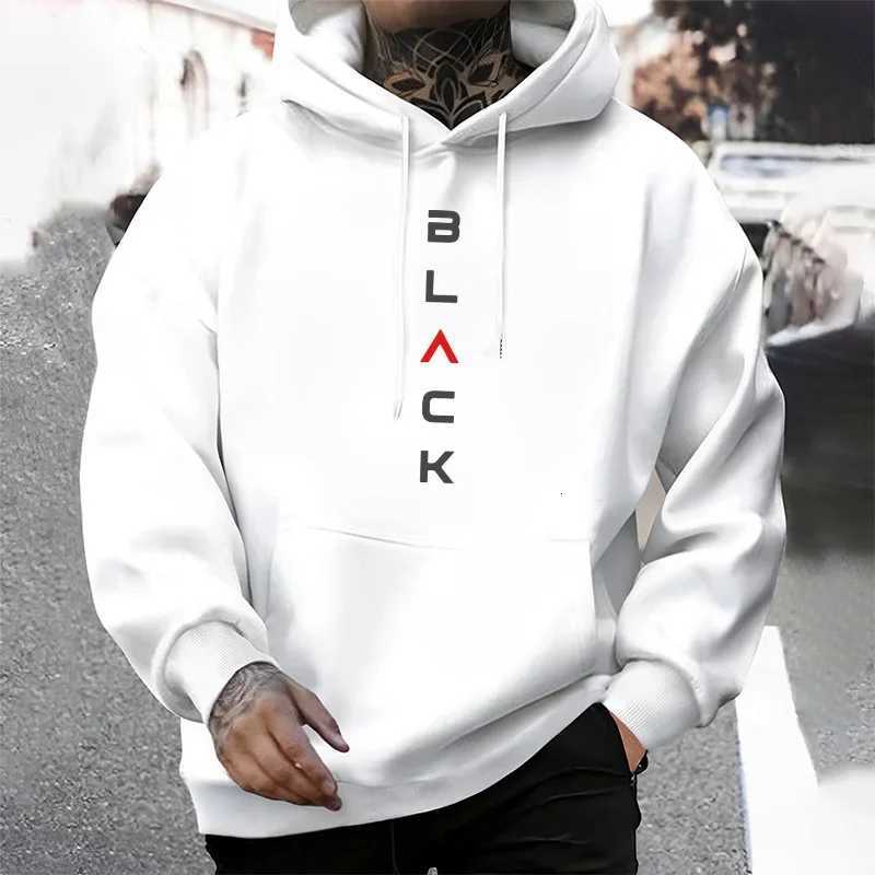 Black Letter Print Hoodies for Man Autumn Winter Hot Sale High Quality Hooded Sweatshirt Home Outdoor Casual Sport Warm Pullover W251027