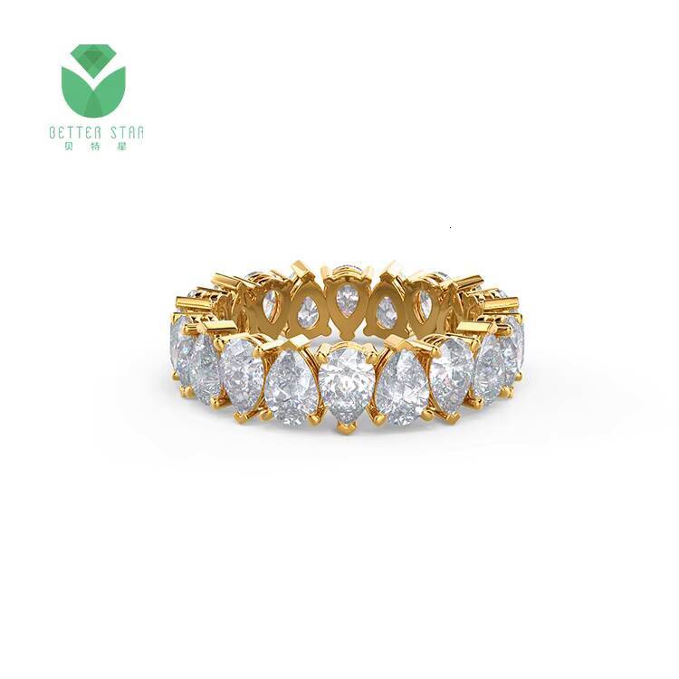 Custom Pear Shape Pave Diamond Ring Band Fine Jewelry 18k Gold Engagement Ring Real White Lab Grown Diamond Ring for Women