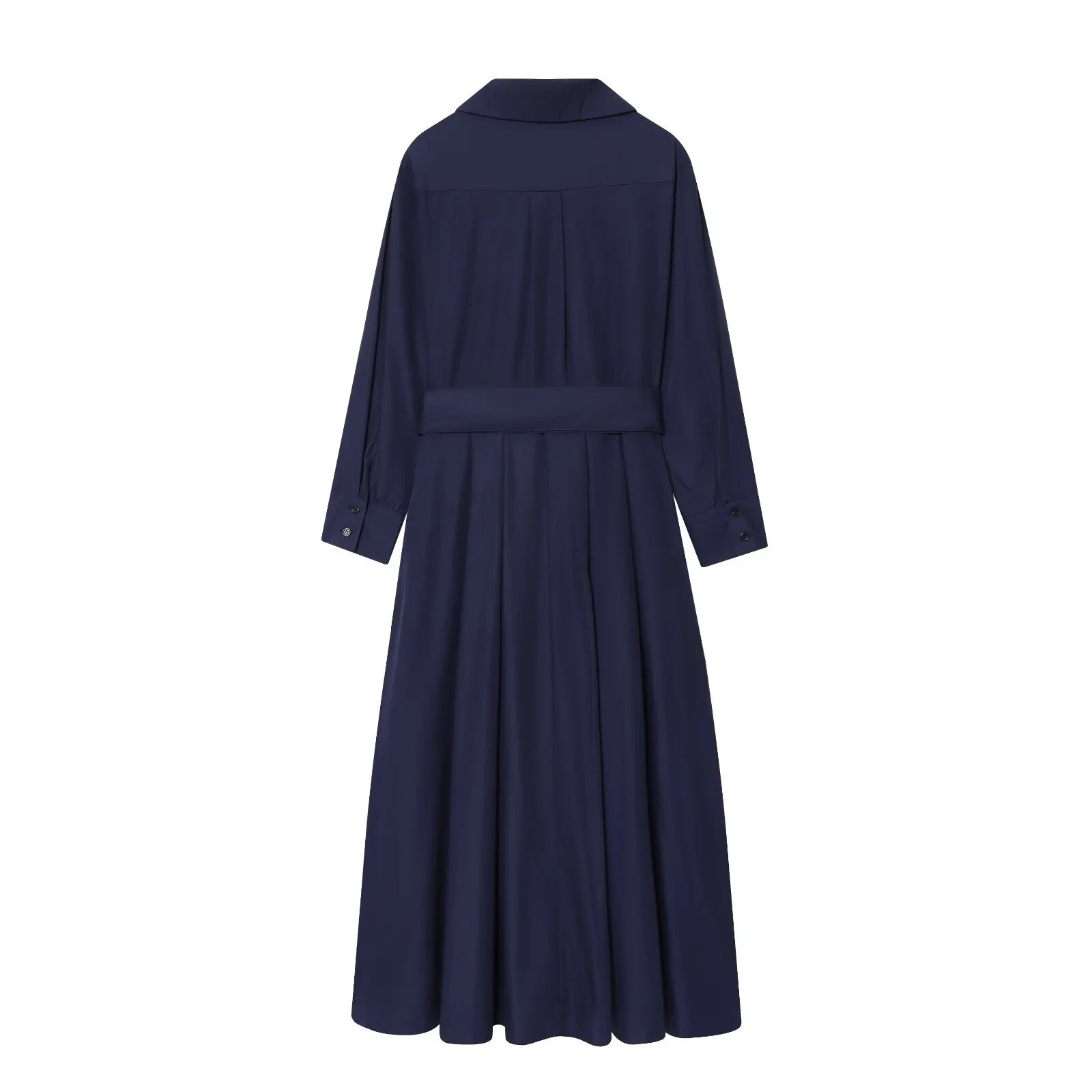 autumn womens clothing casual fashion temperament simple lapel long sleeved shirt style medium length dress 251027