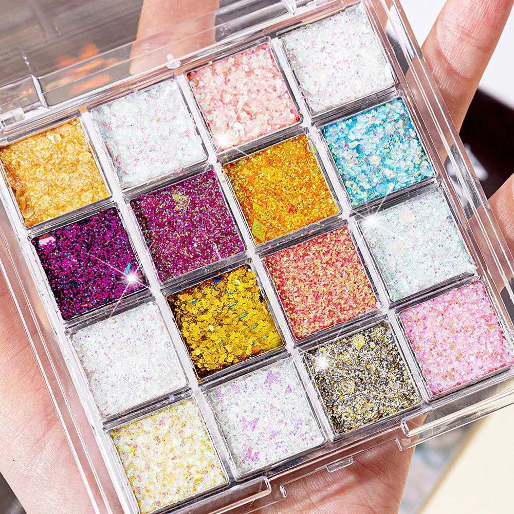 16Color Mermaid Gel Body Glitter Set Face Glitter Makeup Glitter Gel Vibrant Eyeshadow Sequin for BarBeachParty Looks DecorsXJ251027