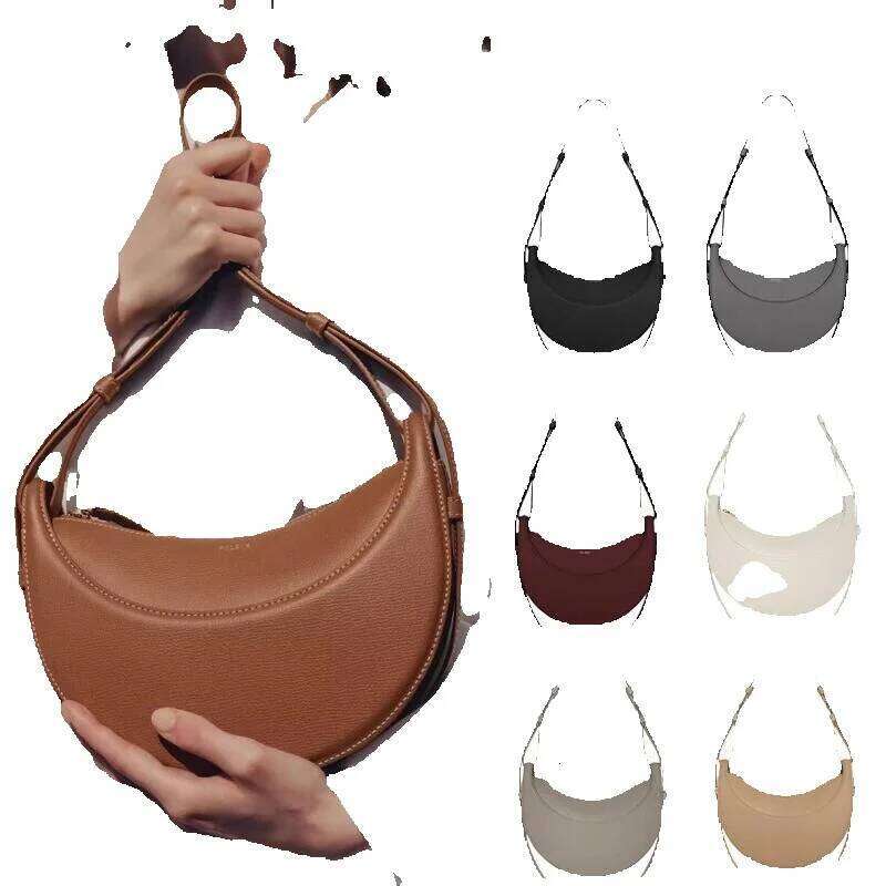 Luxury Croissant-Shaped Ladies' Handbag - Elegant Leather under Arm Shoulder Bag