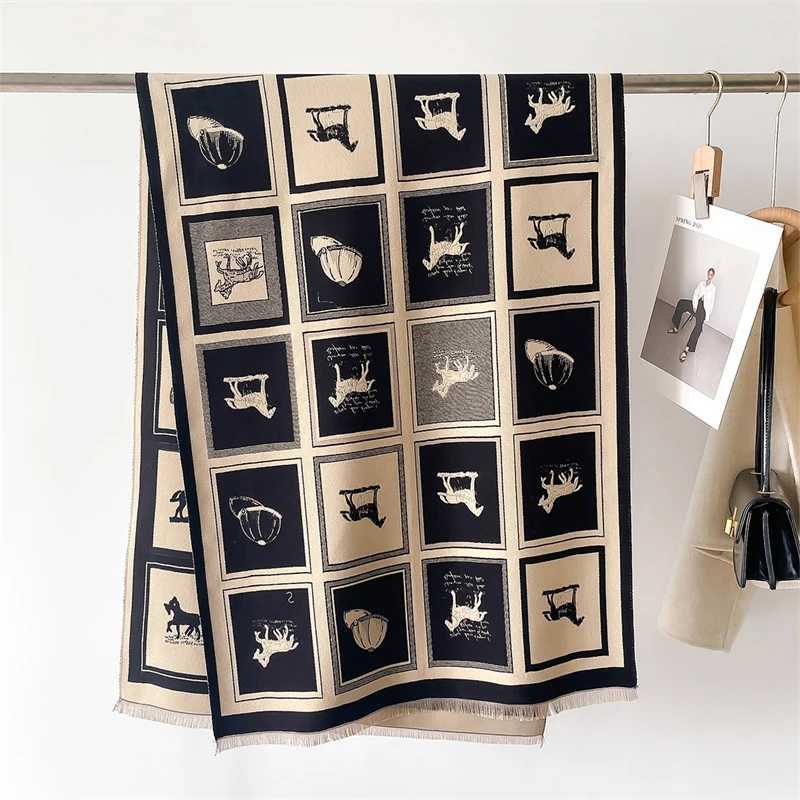 2024 Horse Pashmina Shawl Warm Cashmere Scarf for Wen Luxury Winter Thick Blanket Bufanda Fa Wrap Bandana Echarped StosW251027