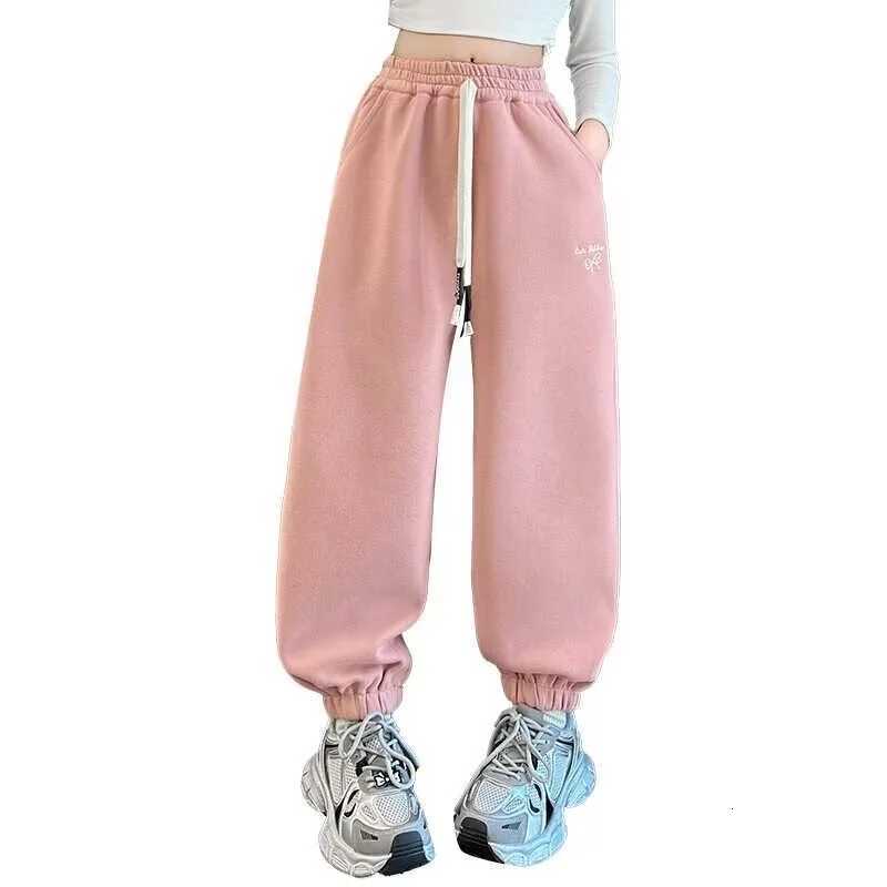 Causal Pants Girls Kids Loose Cotton Sports Pants 110170 Black Pink Trousers for Children Spring Kids Clothing 2025T251027
