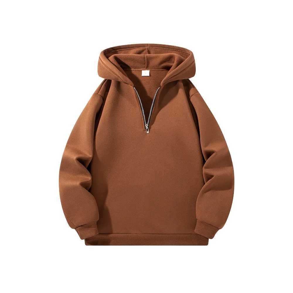 Mens Half Zipper Hooded Hoodies New Solid Color Long Sleeve Sweatshirts Autumn Loose Sport Warm Sweats Fashion Casual Pullover W251027