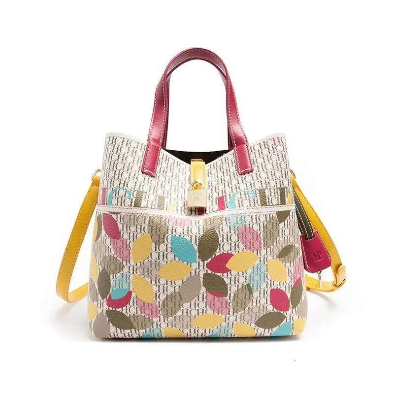 CH Shoulder Large Capacity Exquisite Flower Leather Bag Fashion Design Women's Handbag Printed