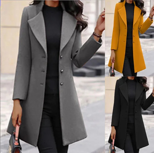 RX6625 Winter Womens Coat Korean Version Mid length European and American Womens Cross border Woolen Coat 251024