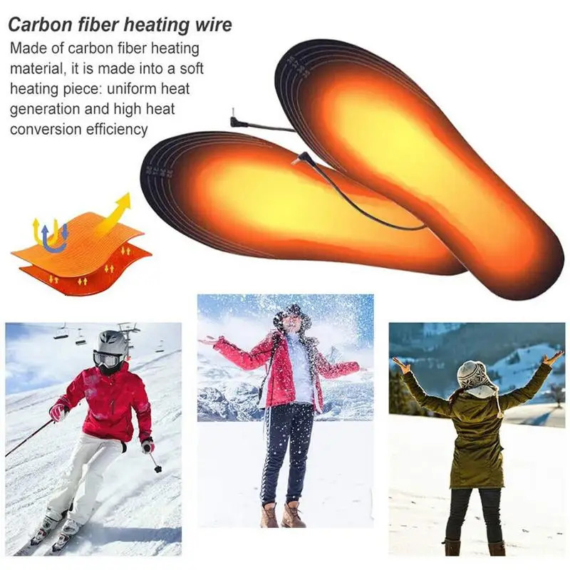 USB Heated Shoe Insoles Feet Warm Sock Pad Mat Electrically Heating Insoles Washable Winter Warm Thermal Insoles Unisex251020