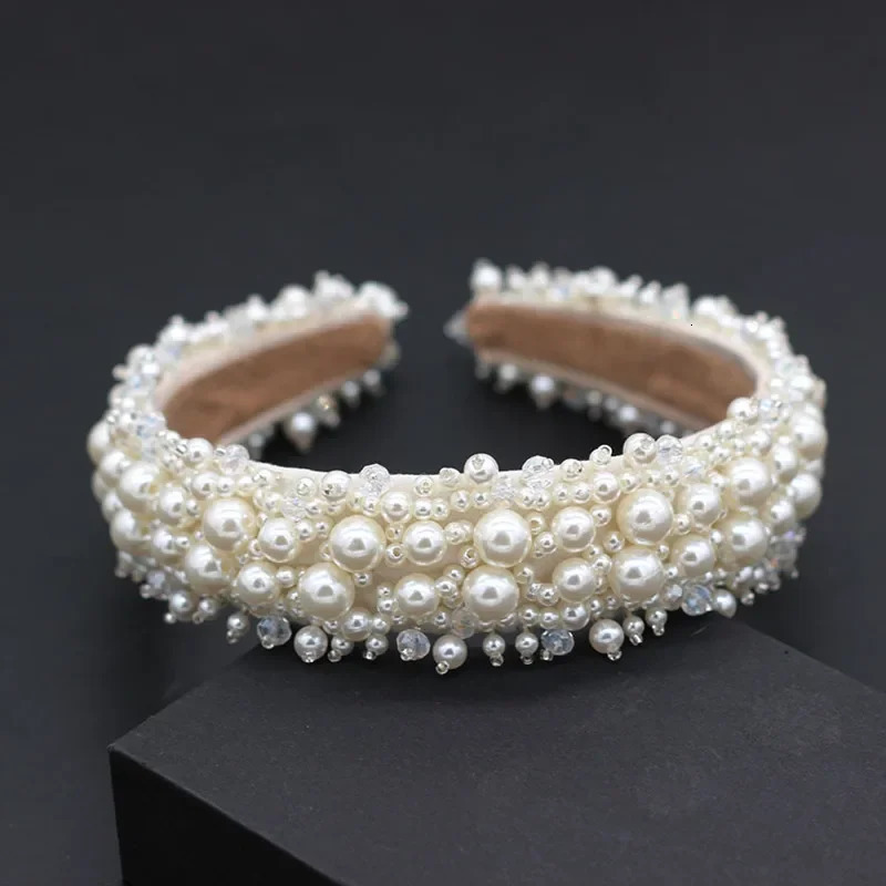 65 Styles Jeweled Pearl Headband Baroque Rhinestone Hairbands For Women Crystal Hairband Headwear White Hair Accessories 251023