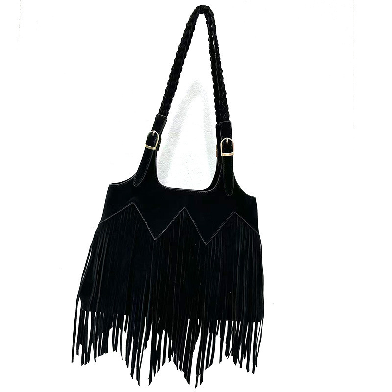 Fashion Trend Womens Shoulder Bag er Handbag Womens Handbag 2024 Tassel Womens Wallet Suede Bucket Bag 241008