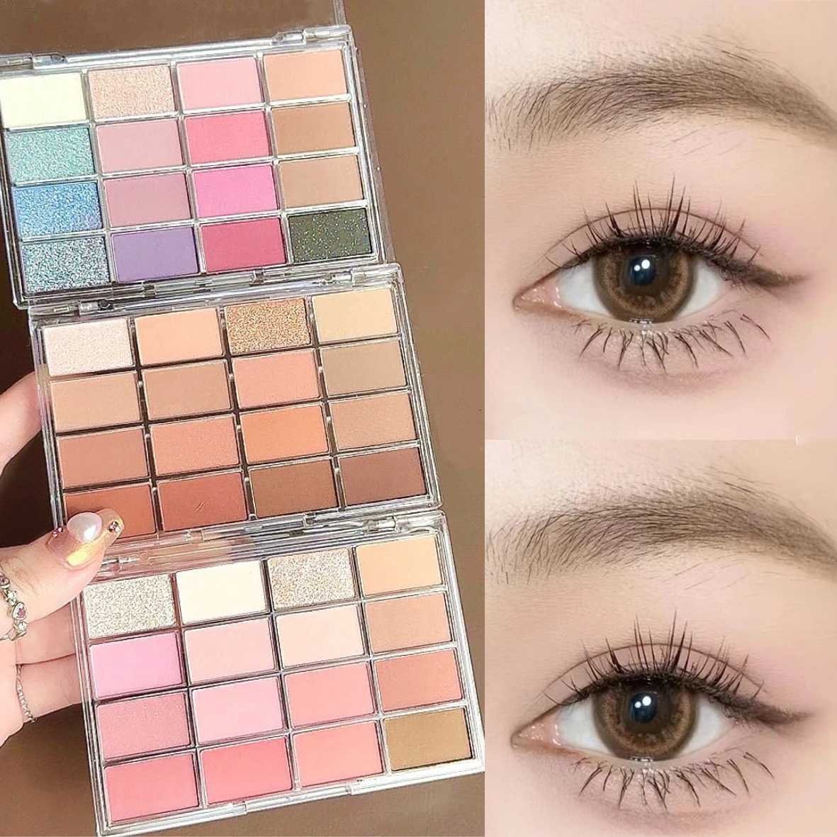 Low Saturation Eye Shadow Palette 16 Colors Glitter Earth Brown Color Shiny Acrylic Eyeshadows Pearl Matte Daily Eye MakeupXJ251027