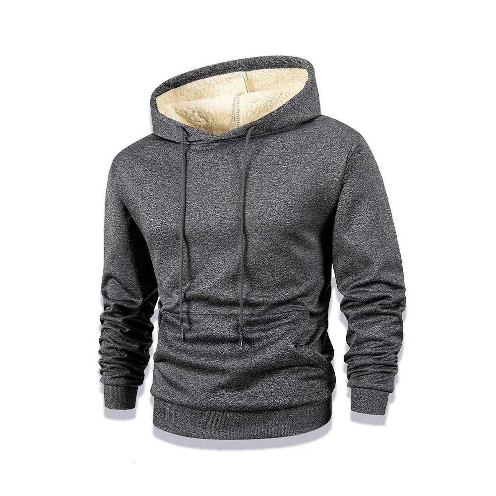 Mens New Winter Warm Fleece Lined Hoodied Thick Crew Neck Solid Basic Pullover Sweatshirt Thermal Comf Streatwear Tops Clothing W251027