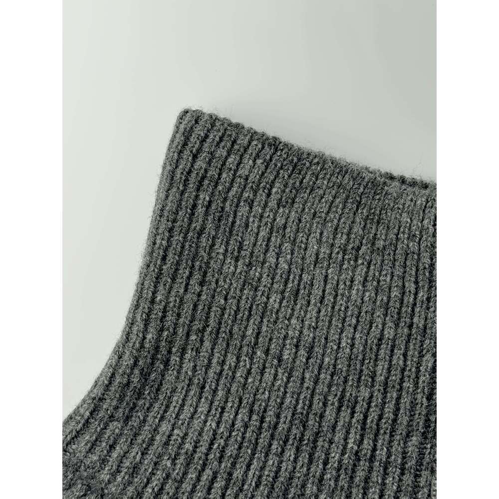 Women's Elegant Gray Cardigan - Soft Long Sleeve Open Front Sweater With Zipper Closure, Loose Fit Fall Winter Coat For Everyday & Formal Outfits